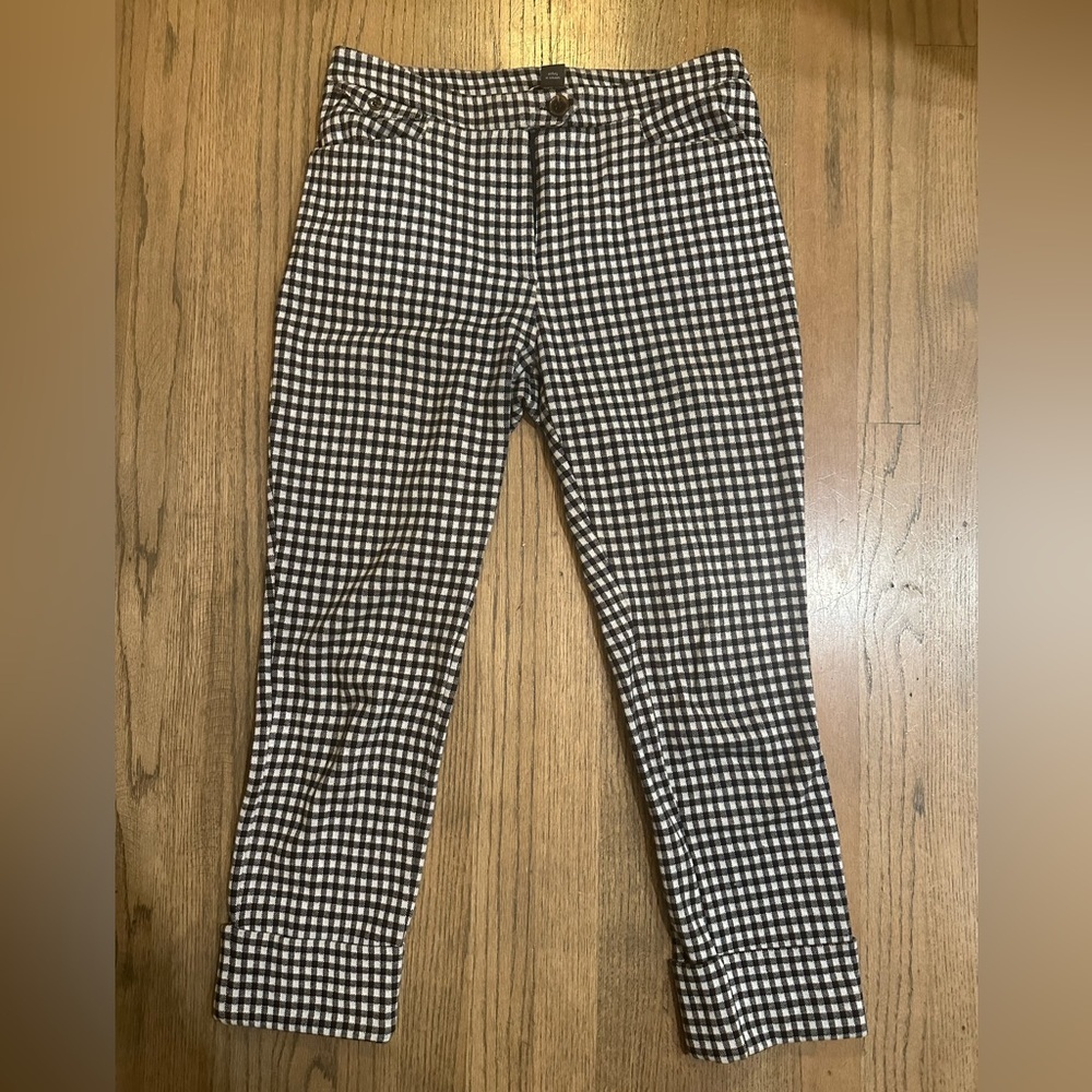 Anthropologie Gingham Crop Flare Pants-Size 6